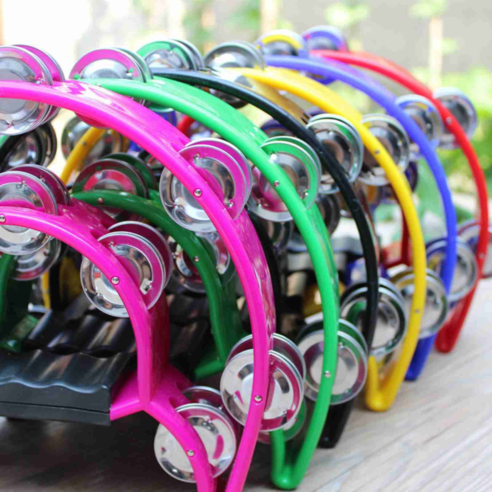 Handheld Tambourine Double Row Handbell Ergonomic Handle Grip Tambourine for KTV Party