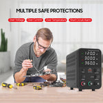 Bench DC Power Supply Variable 120V 3A Digital Display Adjustable Switching Regulated Power Supply CV CC with Output Switch, USB Quick Charge Port, Short Circuit Alarm, Encoder Adjustment Knob