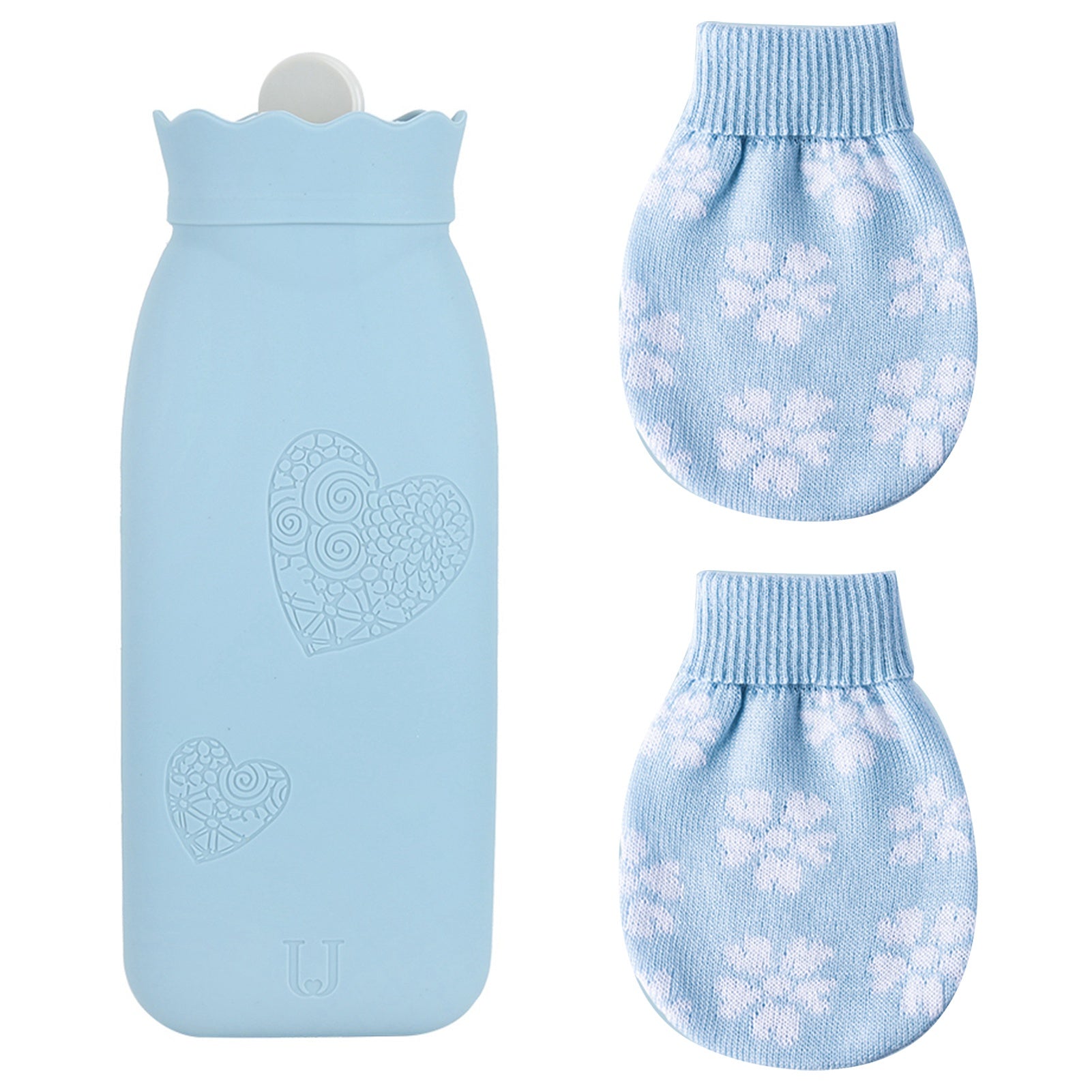 Mini Hot Water Bottle Bag with Knitted Cover Hand Warmer Heat Cold Therapy For Home Office