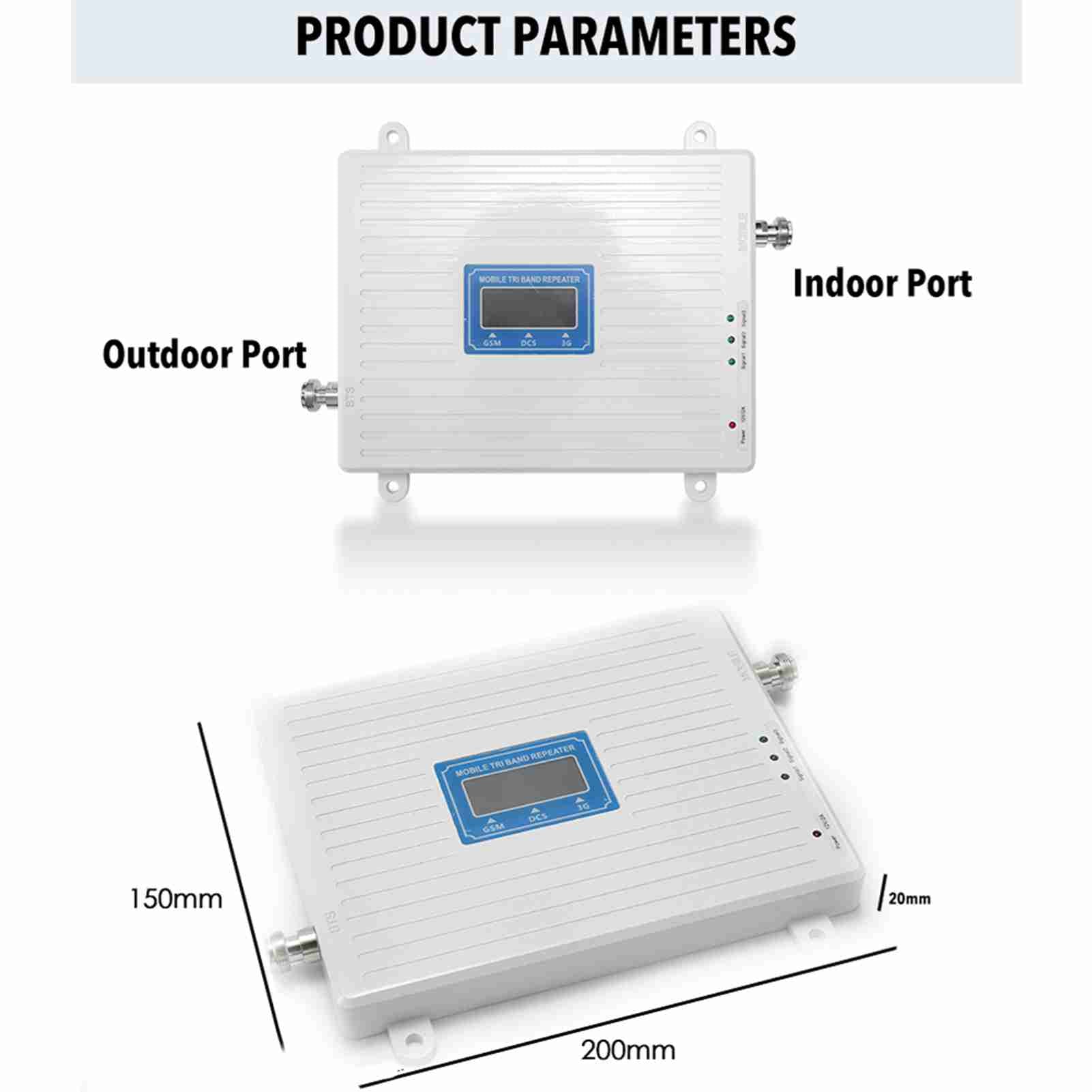 Mobile Signal Repeater LCD Display Wide Coverage 900/1800/2100MHz Tri Band Amplifier