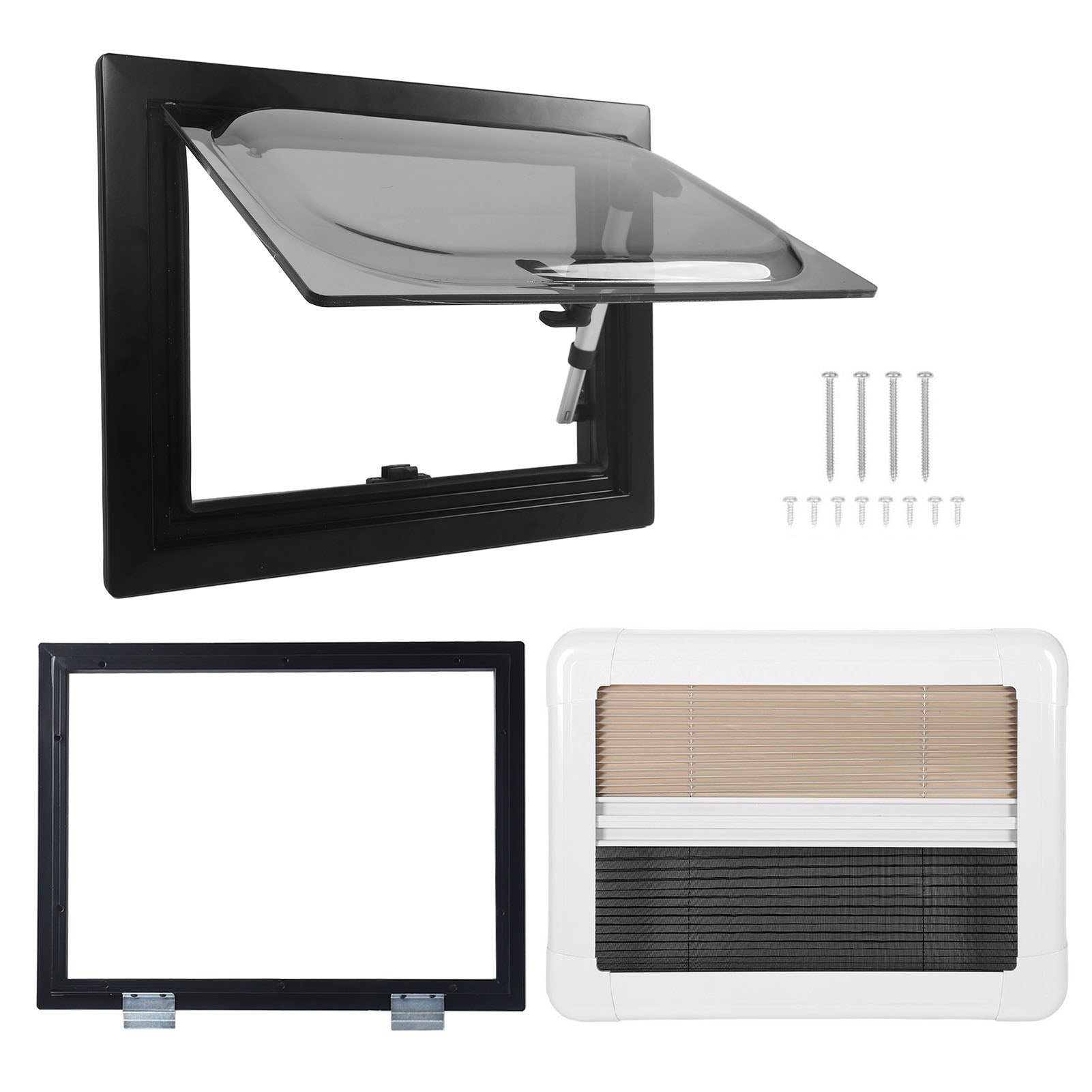 16 X 12 Inch RV Window with Screen Sunshade Double Layer UV Proof Right Angle Push Out Window for Trailer