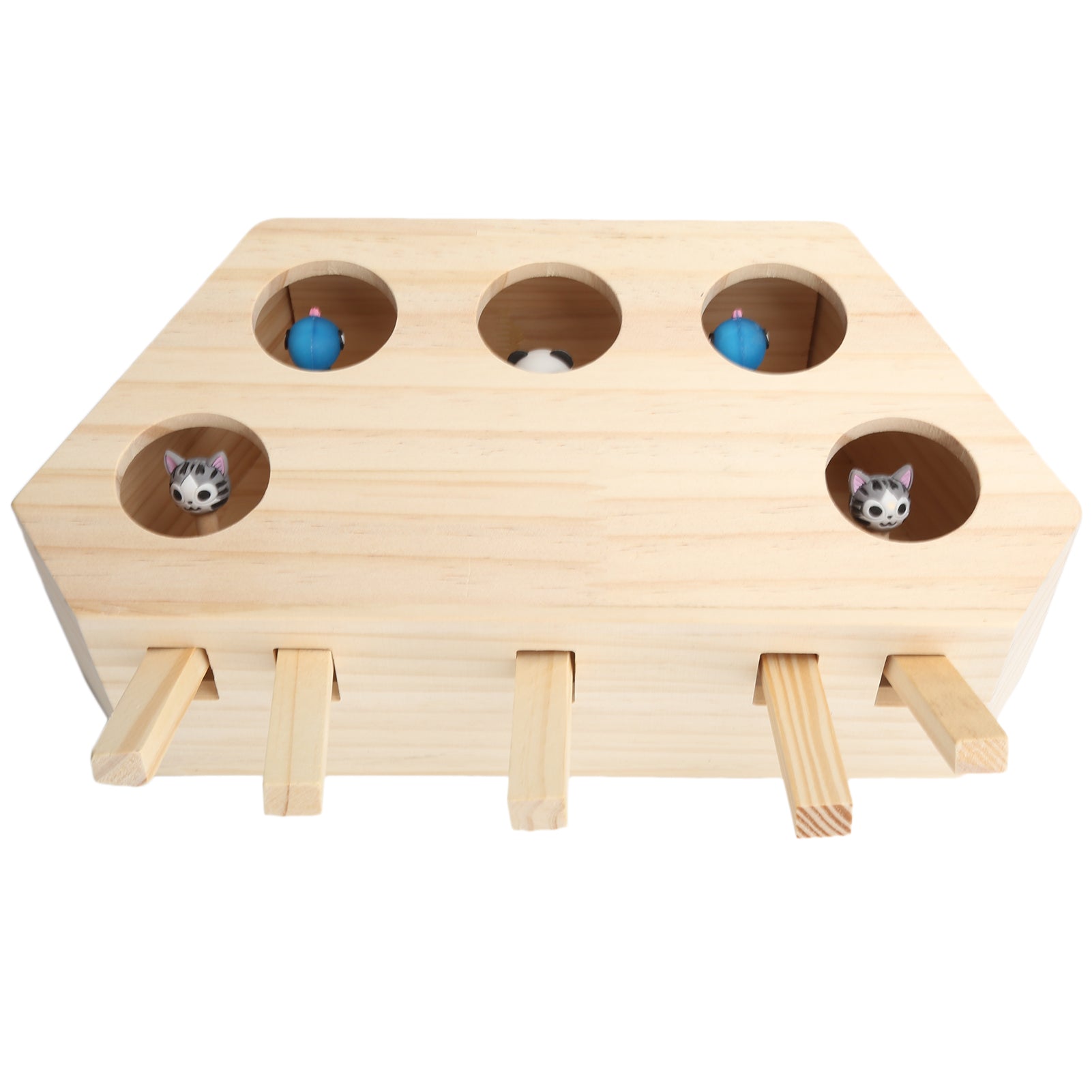 Wooden and Silicone Interactive Cat Hunt Mouse Toys Kitten Puzzle Toy Pet Toy Supply