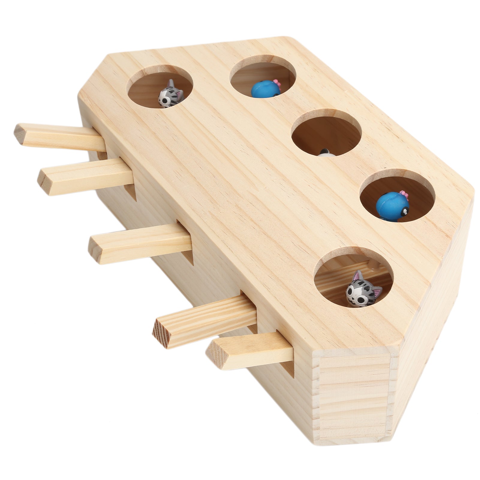 Wooden and Silicone Interactive Cat Hunt Mouse Toys Kitten Puzzle Toy Pet Toy Supply