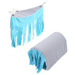 Pet Tunnel House Removable Small Animal Hideout Playing Tube with Hammock Tassel Curtains for Hamster Guinea PigBlue