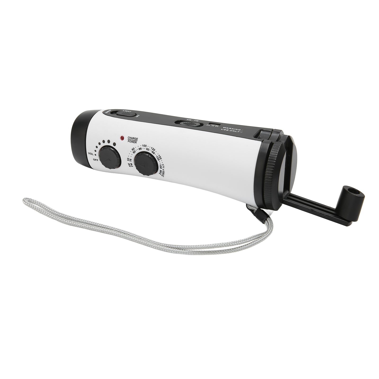 Hand Crank Radio Multifunctional Portable FM AM Weather Radio with LED Flashlight and Wrist Strap for Outdoor