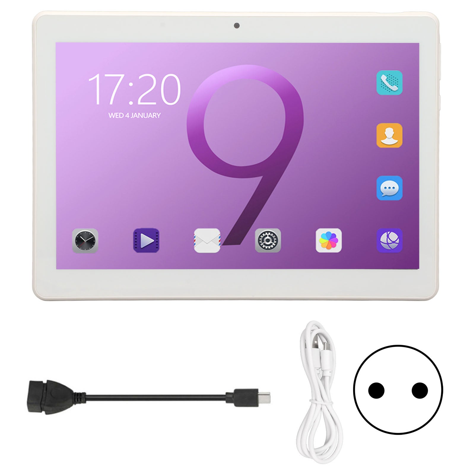 10 Inch Tablet Octa Core CPU 3GB RAM 32GB ROM for Android 10 IPS Display Dual SIM 5G Dual Band WIFI Purple Tablet 100‑240V EU Plug