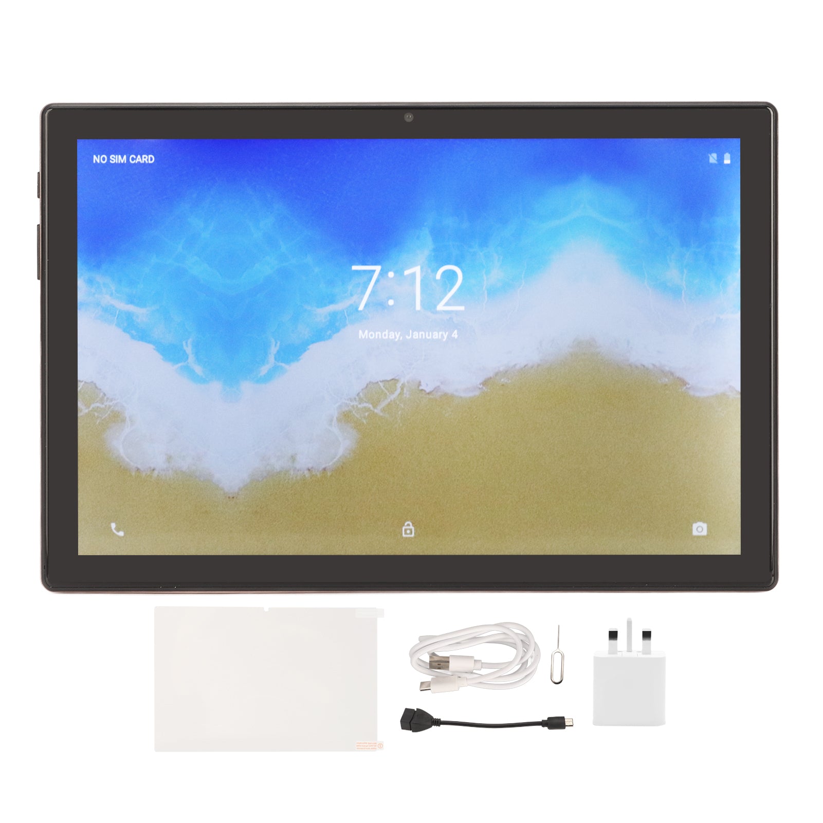 10.1 Inch Tablet for Android 12 Octa Core 8GB RAM 128GB ROM 5G WiFi 5800mAh Dual SIM Dual Standby Tablet 100‑240V Gold UK Plug