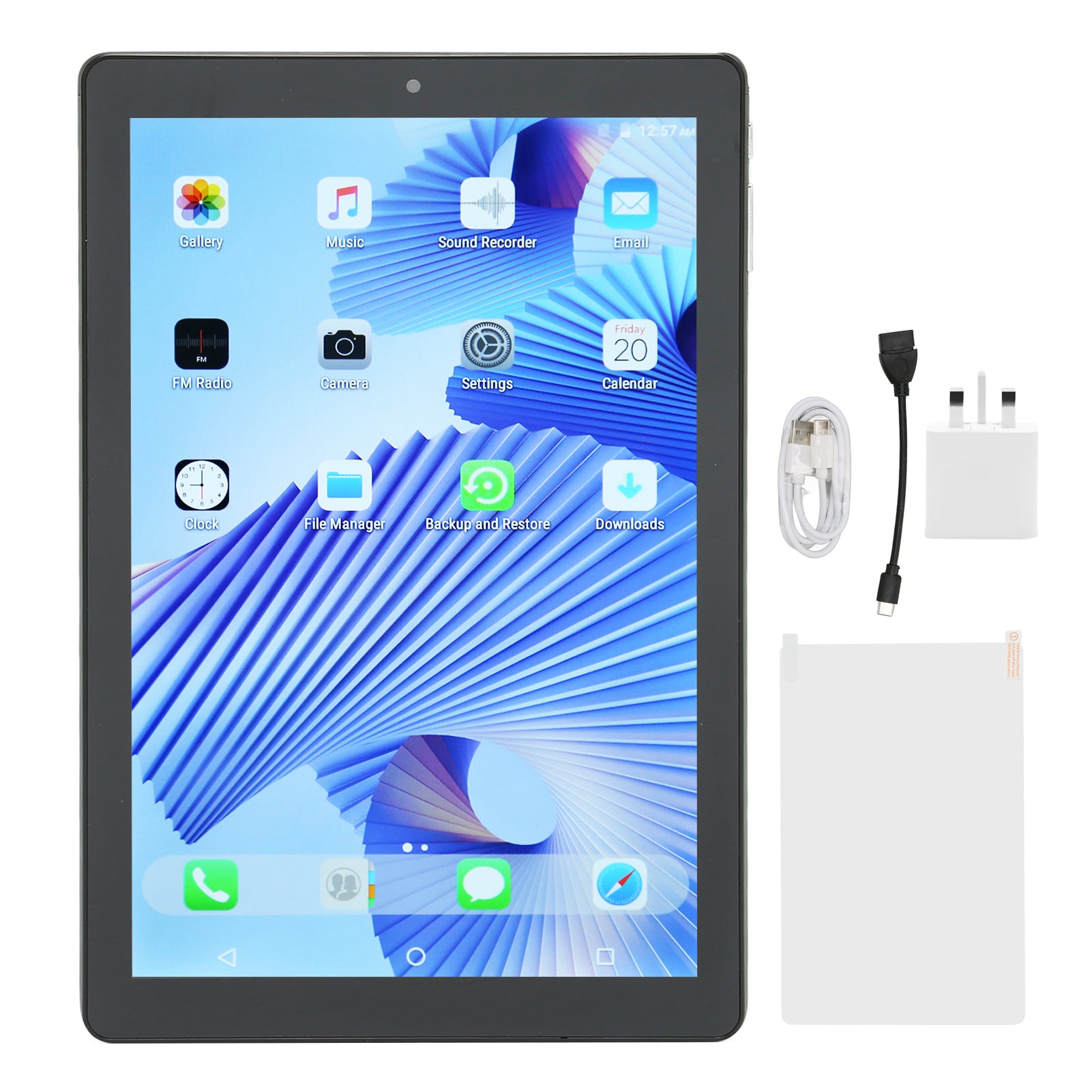 10.1 Inch Tablet for Android 10 4GB 64GB 5G WiFi 5000mAh Battery Support Dual Card Dual Standby Tablet PC 100‑240V Black UK Plug