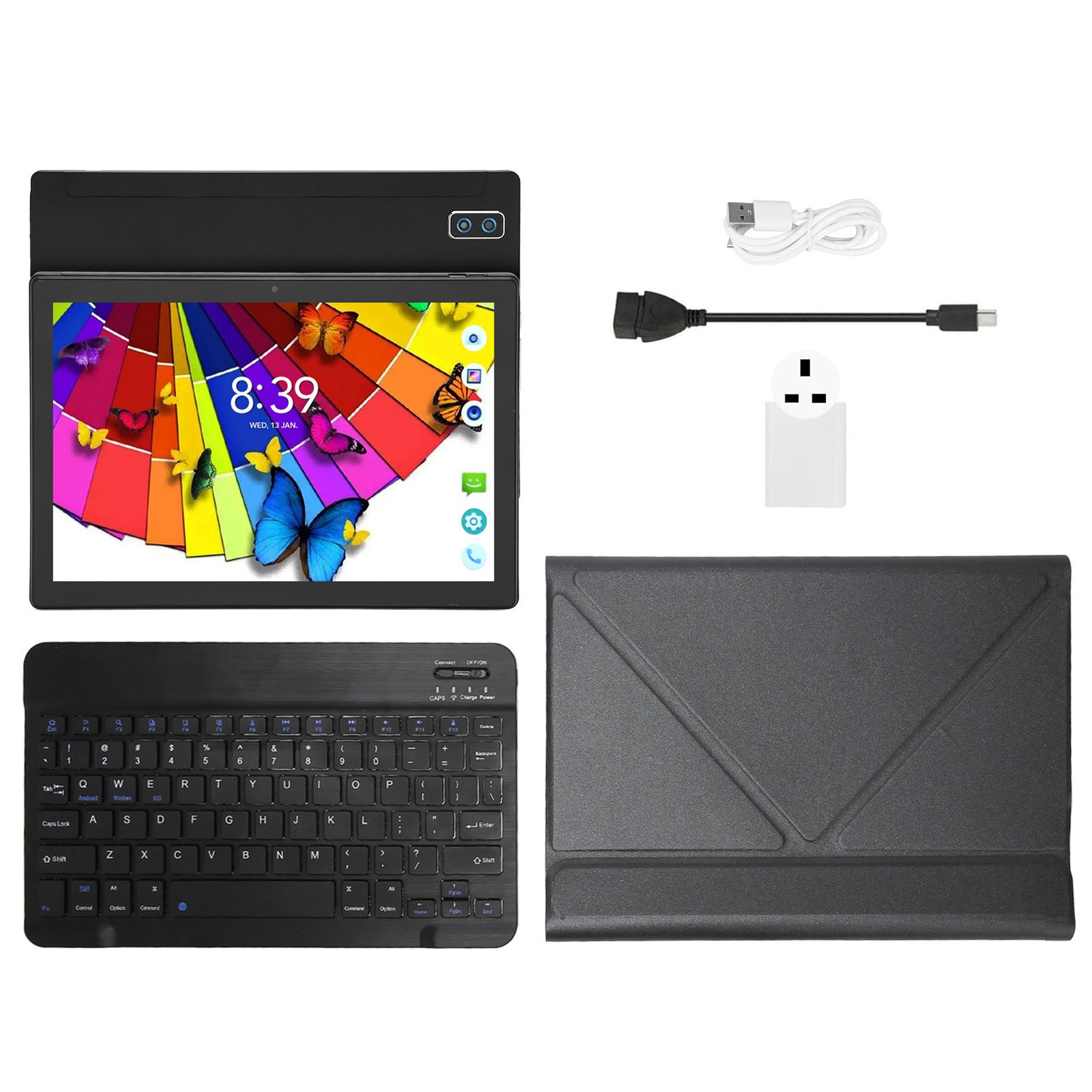 10 Inch Tablet with Bluetooth Keyboard PU Leather Case 8GB 128GB 5G WiFi Calling Tablet for Android 11.0