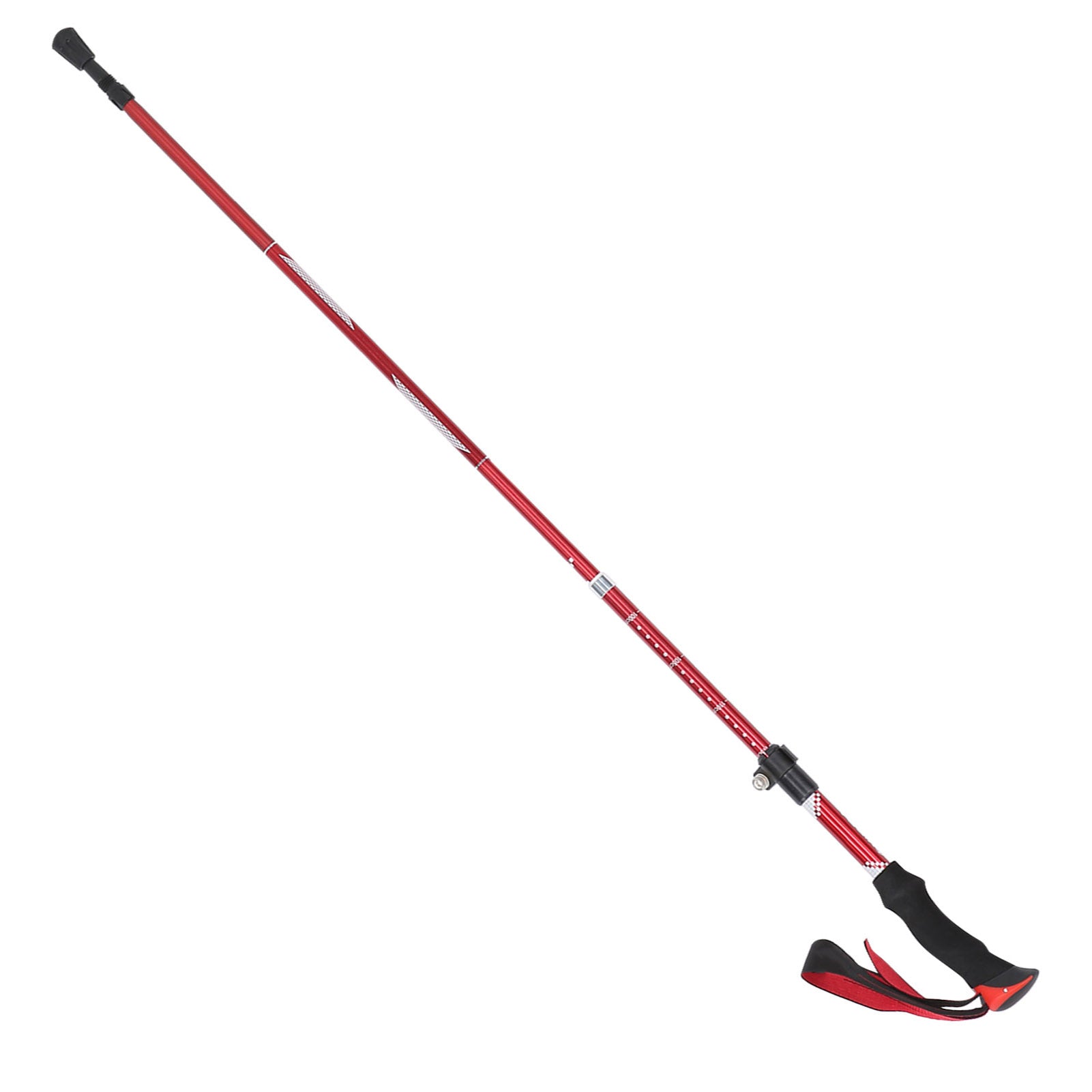 Collapsible Lightweight Aluminum Pole Hiking Stick Cane for Trekking Mountaineering FoldableShort(for Woman)‑Red