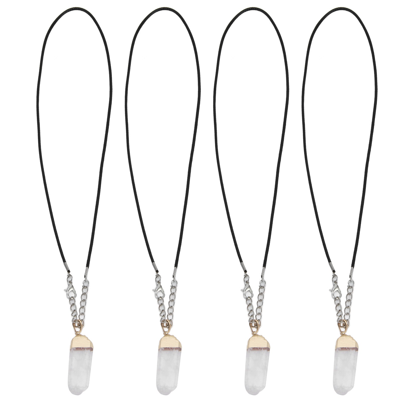 4Pcs White Crystal Ornaments with Artificial Leather Rope Hexagonal Pendant for Home Birthday Party