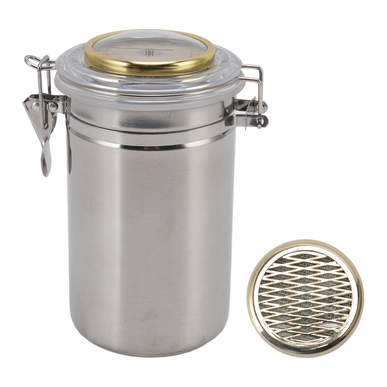 Cigar Jar Stainless Steel Silicone Ring with Hygrometer Waterproof Sealed Storage Jar for Home 96mmx173mm/3.8x6.8in