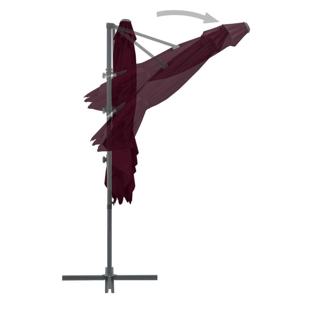 vidaXL Cantilever Garden Parasol with Steel Pole Bordeaux Red 250x250 cm