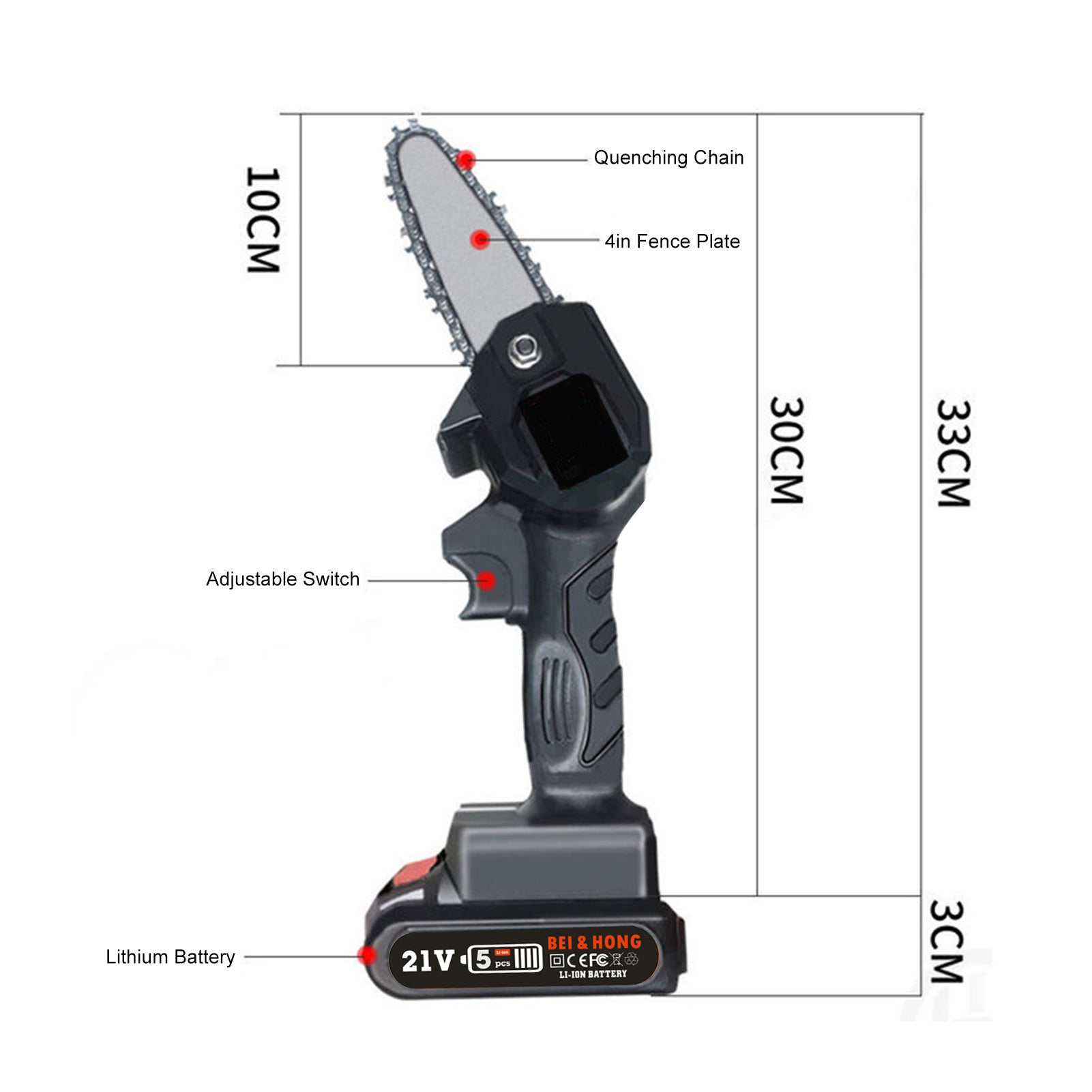 4in 550W Mini Electric Chainsaw Rechargeable Cordless Wood Cutter Portable One-Hand Woodworking-Saw for Gardening Pruning Trimming