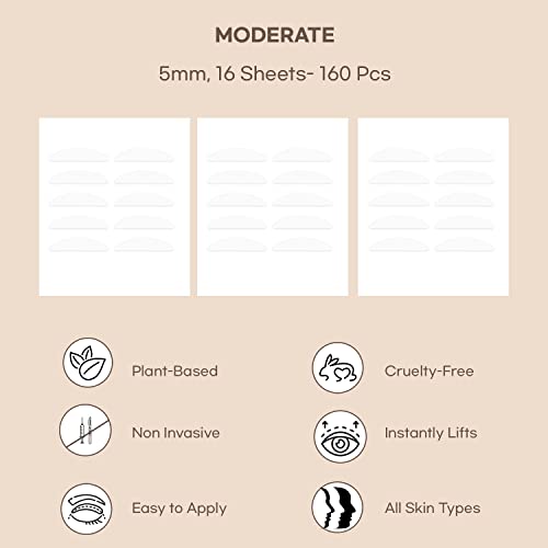 SILKDERMIS Eyelid Tape, 160count, 5mm Eyelid Lifter Strips, Glue-Free Invisible Double Eyelid Sticker, Double Eyelid Tape for Hooded Eyes Invisible for Droopy Lids, Eyelid Tape Stickers