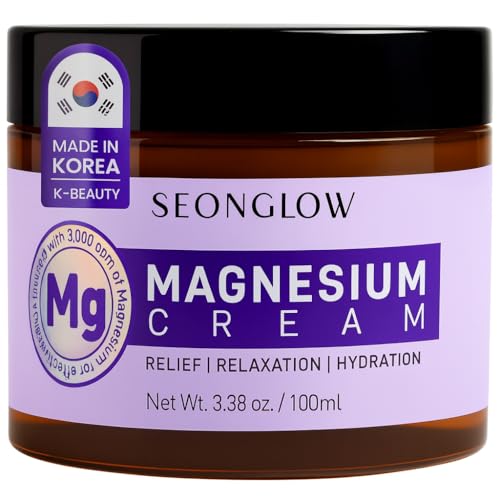 Magnesium Cream for Sleep & Leg Cramps: Fast-Absorbing Lotion with Lavender & Shea Butter, promotes relaxation for kids and adults, 3.38 Fl Oz – Made in Korea