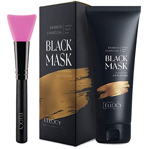 Ellocy Peel Off Face Mask, Blackhead Remover Mask, Blackhead Mask for Deep Cleansing Blackheads, Pores, Dirts with Silicone Brush - 60 Gram