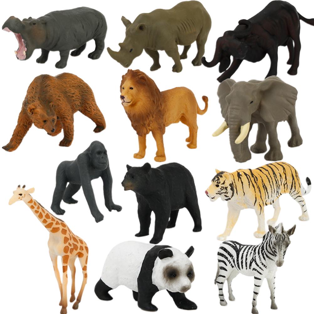 12PCS Mini Forest Animals Figures Toy Simulation Forest Animals Figurines Playset PVC Wild Animal Cognitive Toys for Children