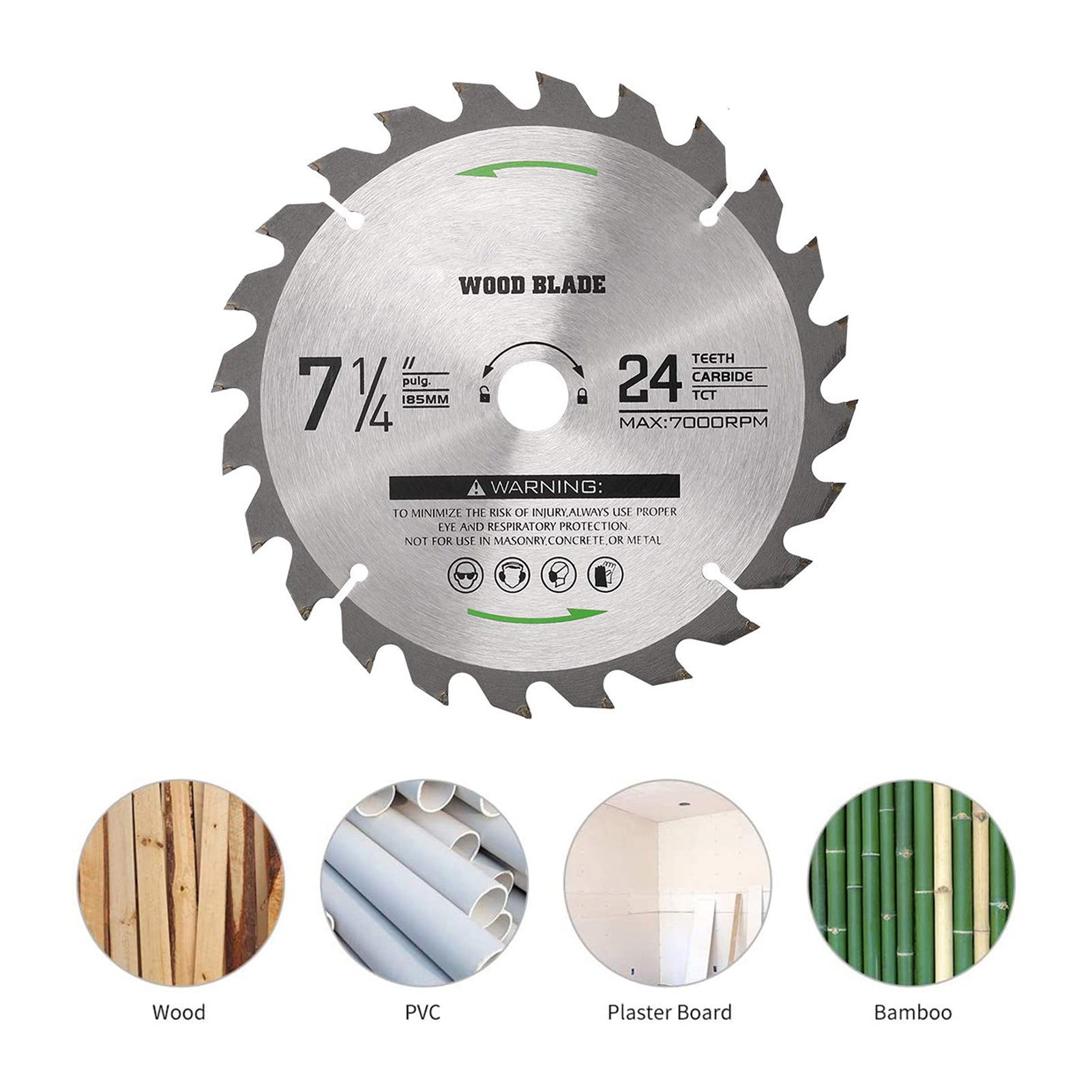 Circular Saw Blade 7-1/4''(185MM) 24 Tooth  Tungsten Carbide Tipped Circular Wood Cutting Saw Blade with 20mm Arbor for Wood Cutting Max Speed 7000RPM  Anti-clockwise Cutting Direction EU