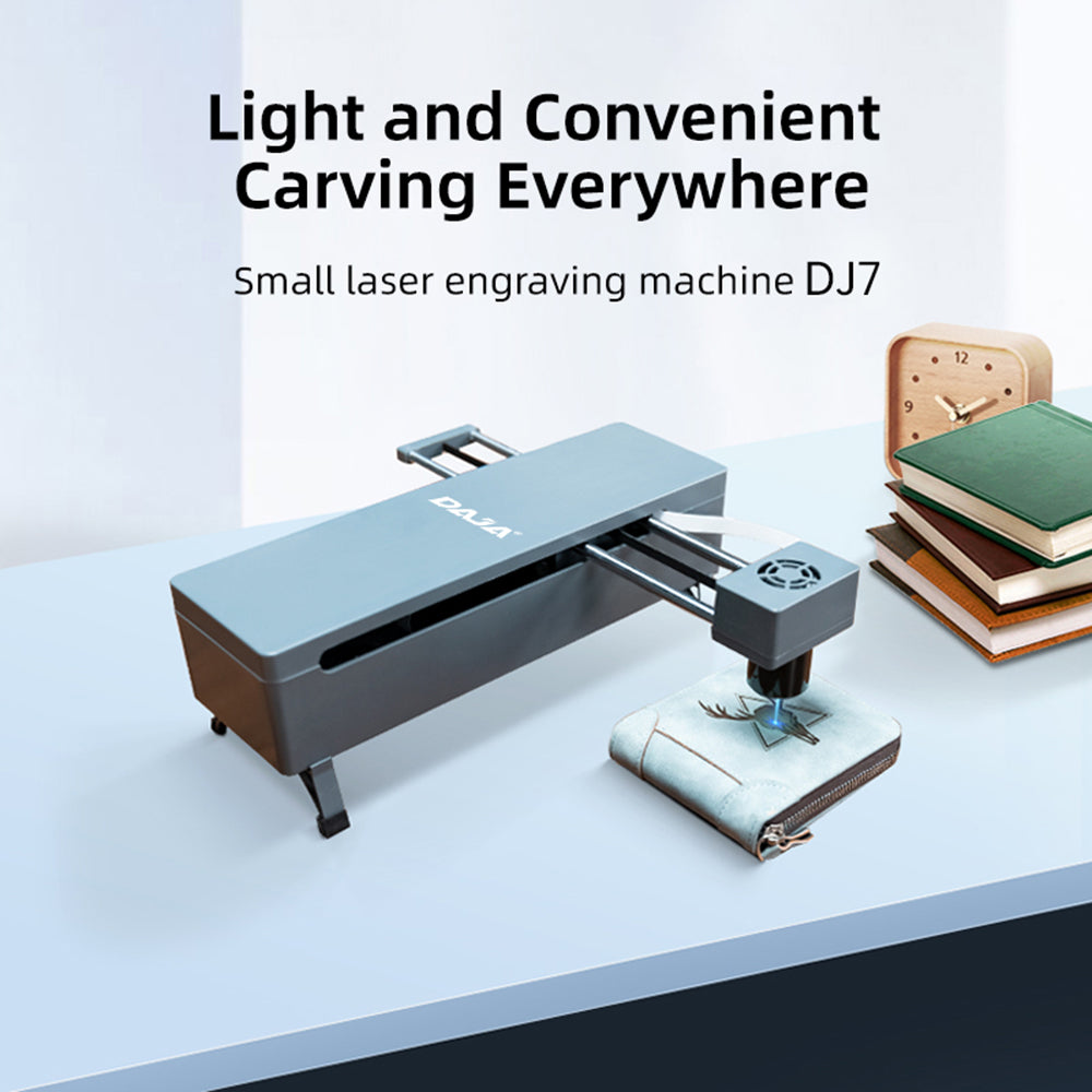 DAJA DJ7 Laser Engraver 5W  Semiconductor Laser Desktop Marking Machine with 150x150mm Work Area 0.01 Engraving Accuracy Eye Protective Shield Multifunctional Ports Suitable for Wood Leather Metal Kraft Paper Plastics Ceramics