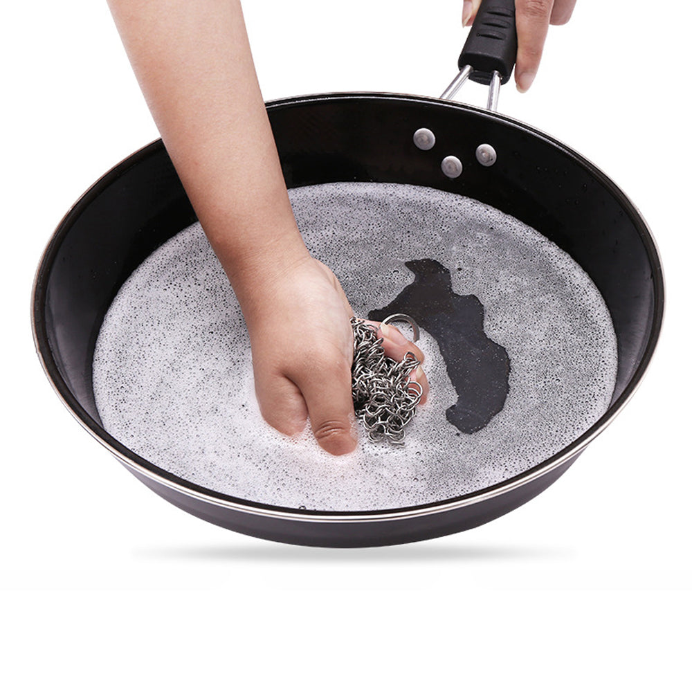 Stainless Steel Chainmail Scrubber Cast Iron Cleaner for Skillet, Wok, Pan Kitchen Household Chain Scrubber