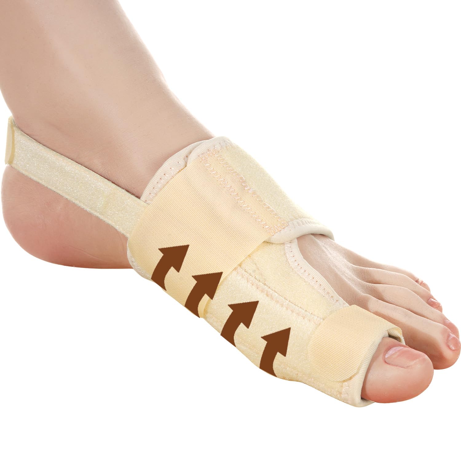 PEDIGOO Toe Spacer for Women 2pc, Non-Slip Toe Spacer, Hallux Valgus Relief for Day/Night Support (Beige)