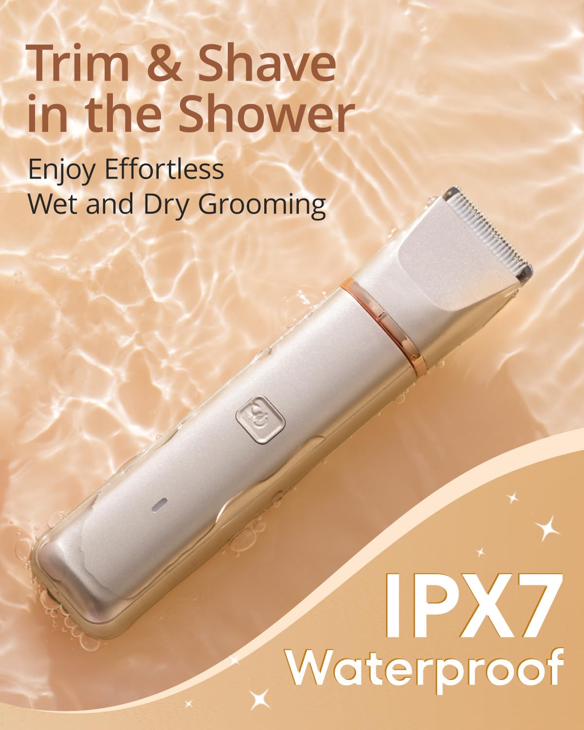 VG VOGCREST Electric Bikini Trimmer: 2 in1 Body Facial Hair Remover - Painless Pubic Hair Shaver (Rose Gold)