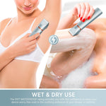 Bikini Trimmer for Women Pubic Hair: 2 in 1 Eletctric Razors for Women - Rechargeable Eletctric Shaver - IPX7 Waterproof Bikini Trimmer for Underarm Leg Arm Body (Blue)