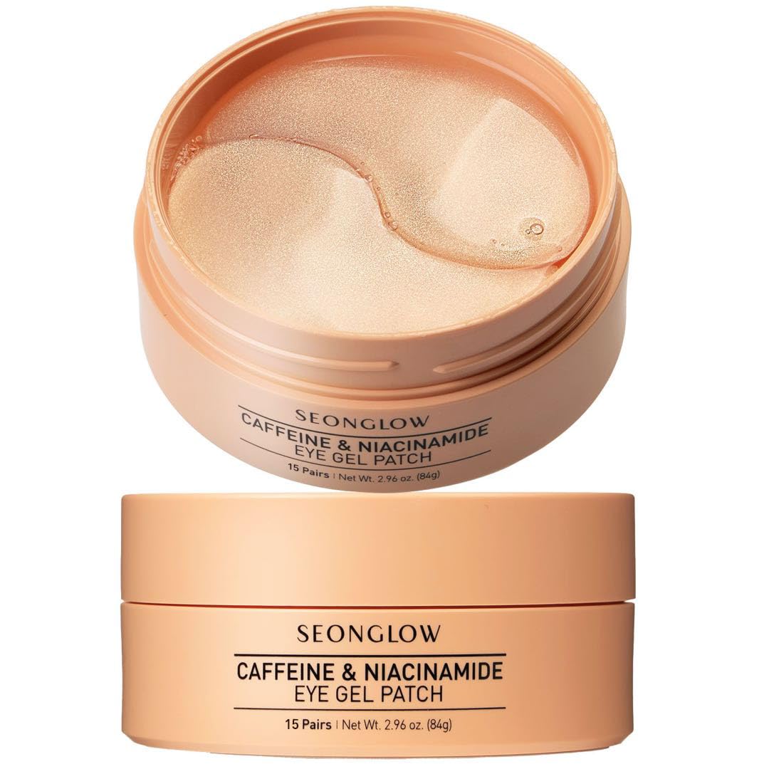 SEONGLOW Under Eye Patches for Women: Dark Circles Puffy Eyes and Eye Bag care - Caffeine Eye Mask with Niacinamide Hyaluronic Acid - Korean Skin Care for Hydrating (30 Count (Pack of 1))