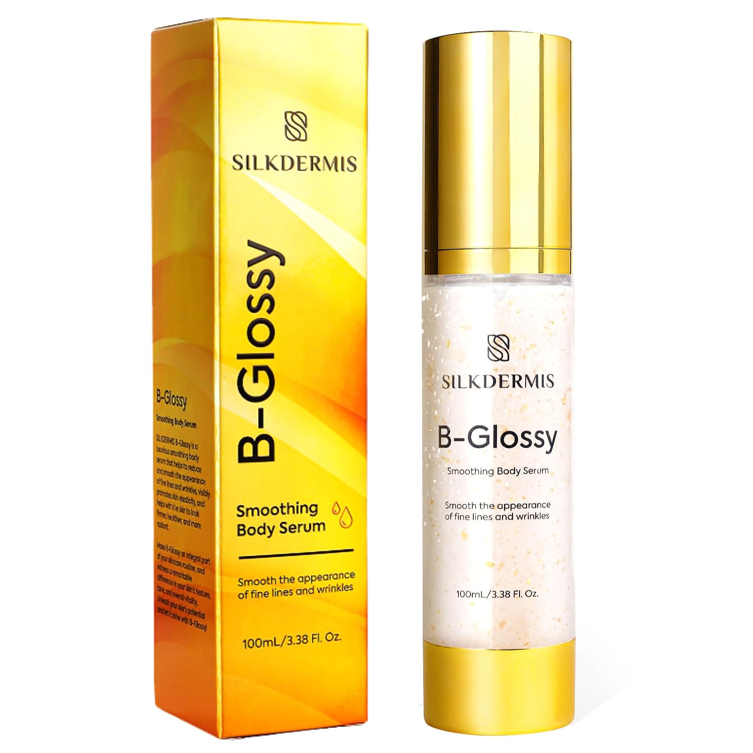 SILKDERMIS B Glossy Smoothing Body Serum for Silky Smooth Skin, B Glossy Body Serum for Fine Lines and fine line, 100ML / 3.38Fl Oz