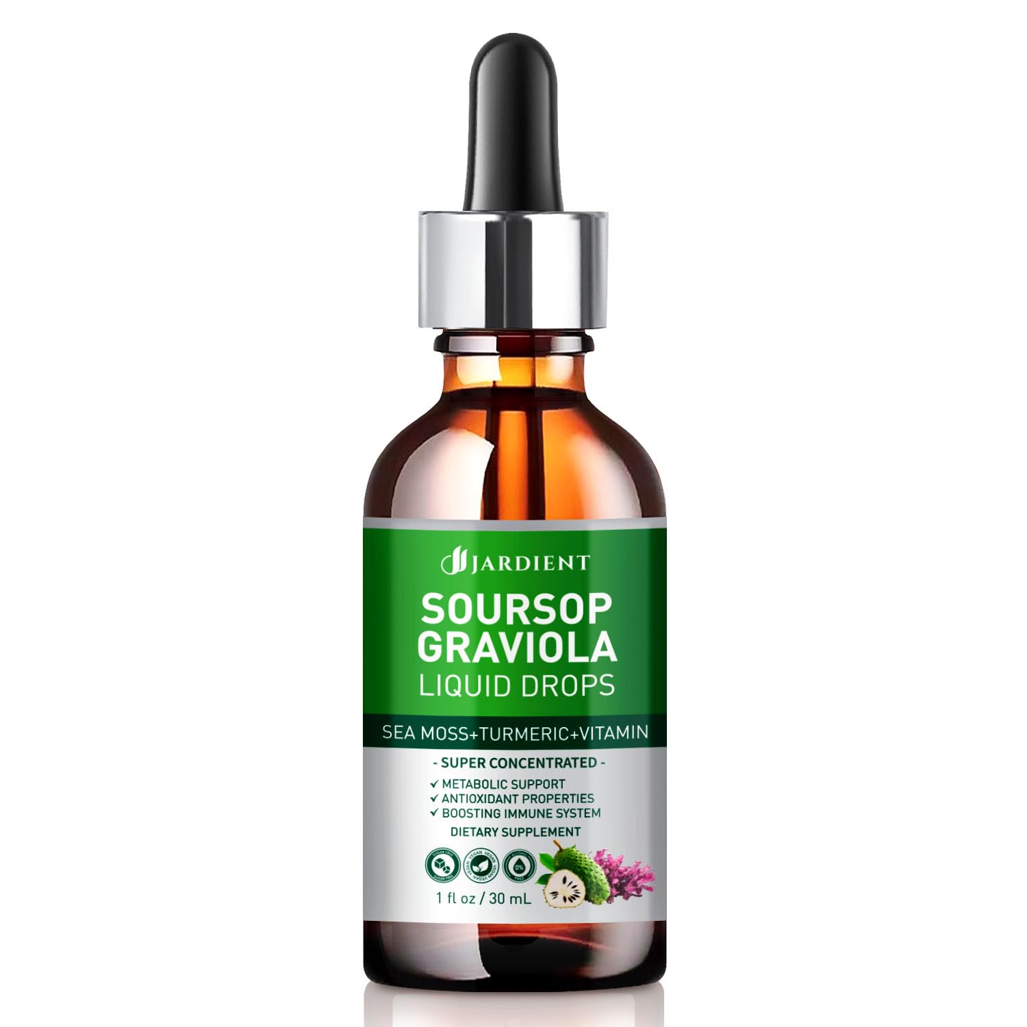 Jardient Soursop Graviola Liquid Drops : Poss Tract Ganic for Rell Support and Egeneration- SOP Tincture Edible