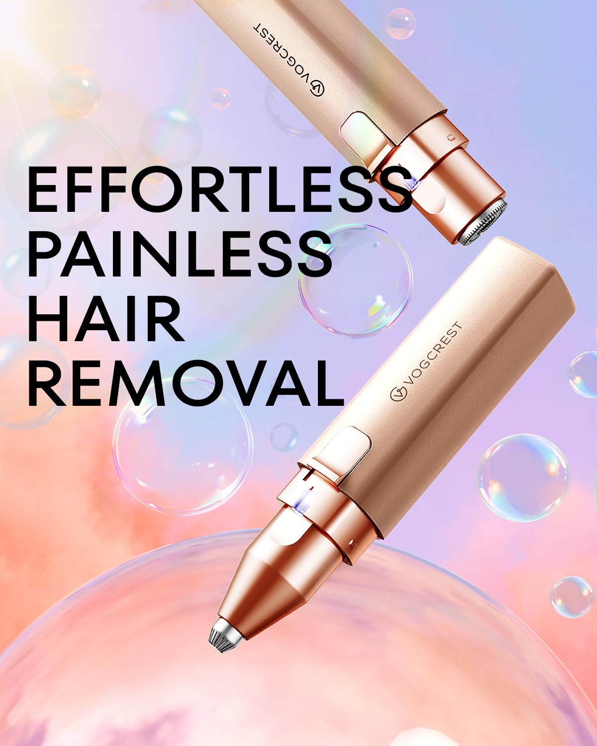 Rechargeable Facial Hair Remover for Women: 2 in 1 Electric Eyebrow and Facial Hair Remover - Suitable for Middle-aged Women’s Eyebrow, Chin, and Cheek Trimming - with Built-in LED Light (Gold)