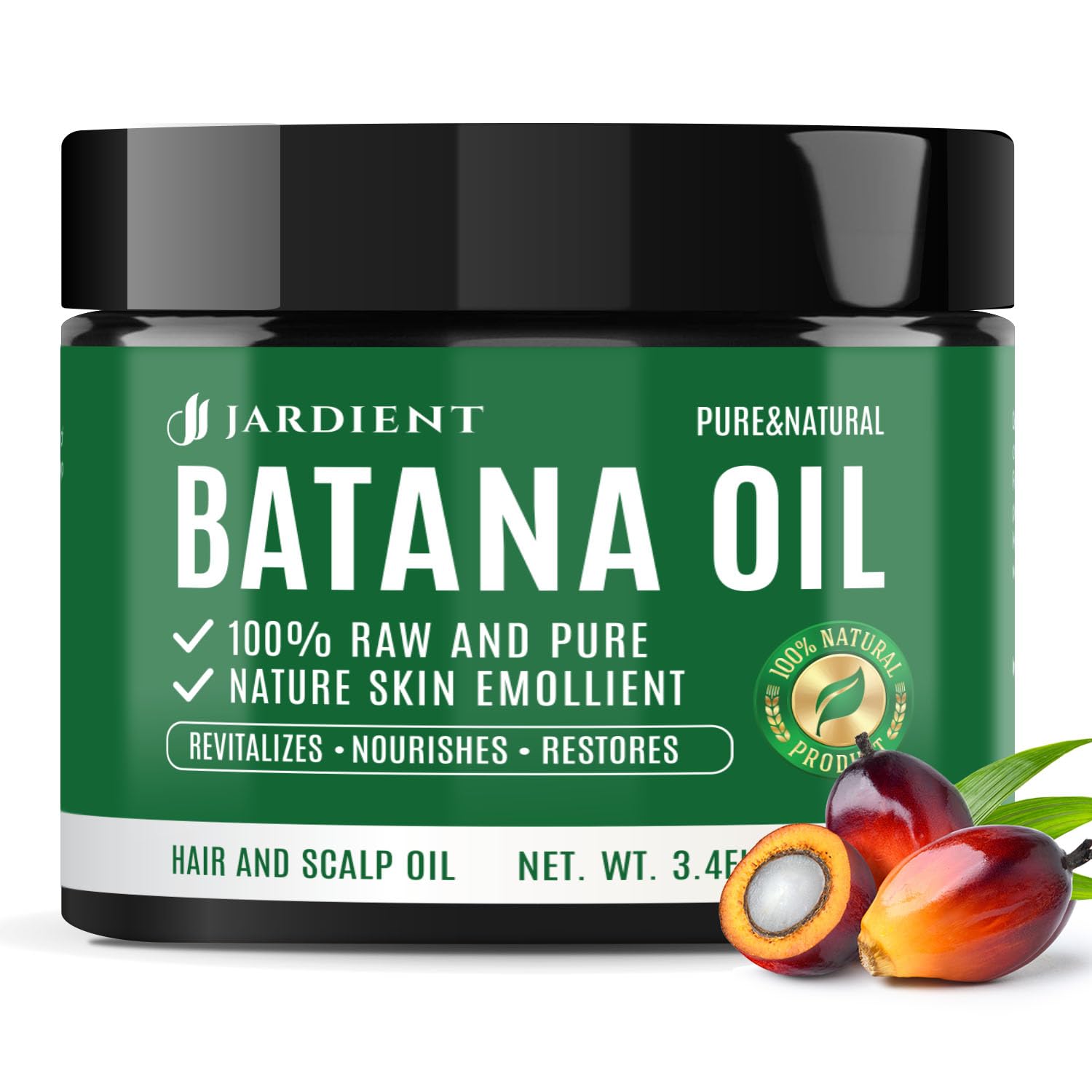 Jardient Batana Oil for hair nourishing and Restoration: Unrefined Dr. Sebi Oil to Prevent Loss and Revive Damaged Hair and Scalp - 3.4 OZ (100ml)
