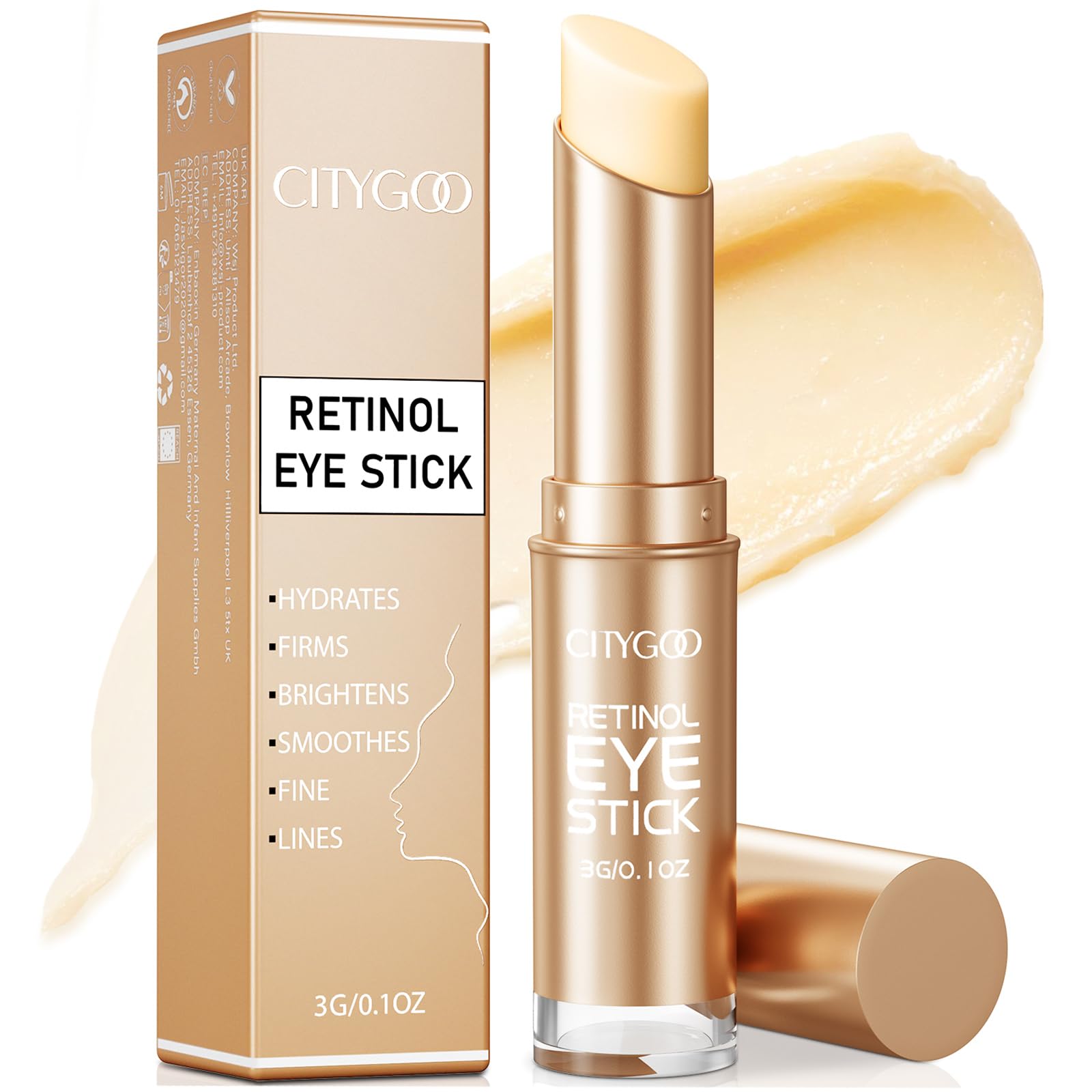 CITYGOO Retinol Eye Stick With Collagen, Hyaluronic Acid For Dark Circle, Under Eye Cream For Puffiness, Bags & Fine Lines (Retinol Eye Stick, 1pcs)