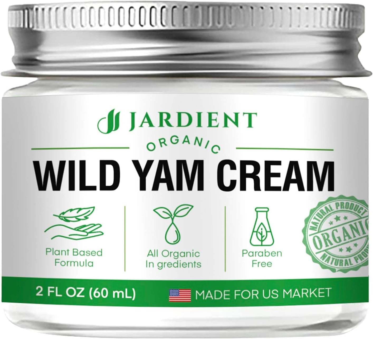 Wild Yam Cream, Natural Plant-Based Formula for Skincare, Wild Yam Cream Supporting Comfort During Menopausal Transition for All Skin Types 2 oz