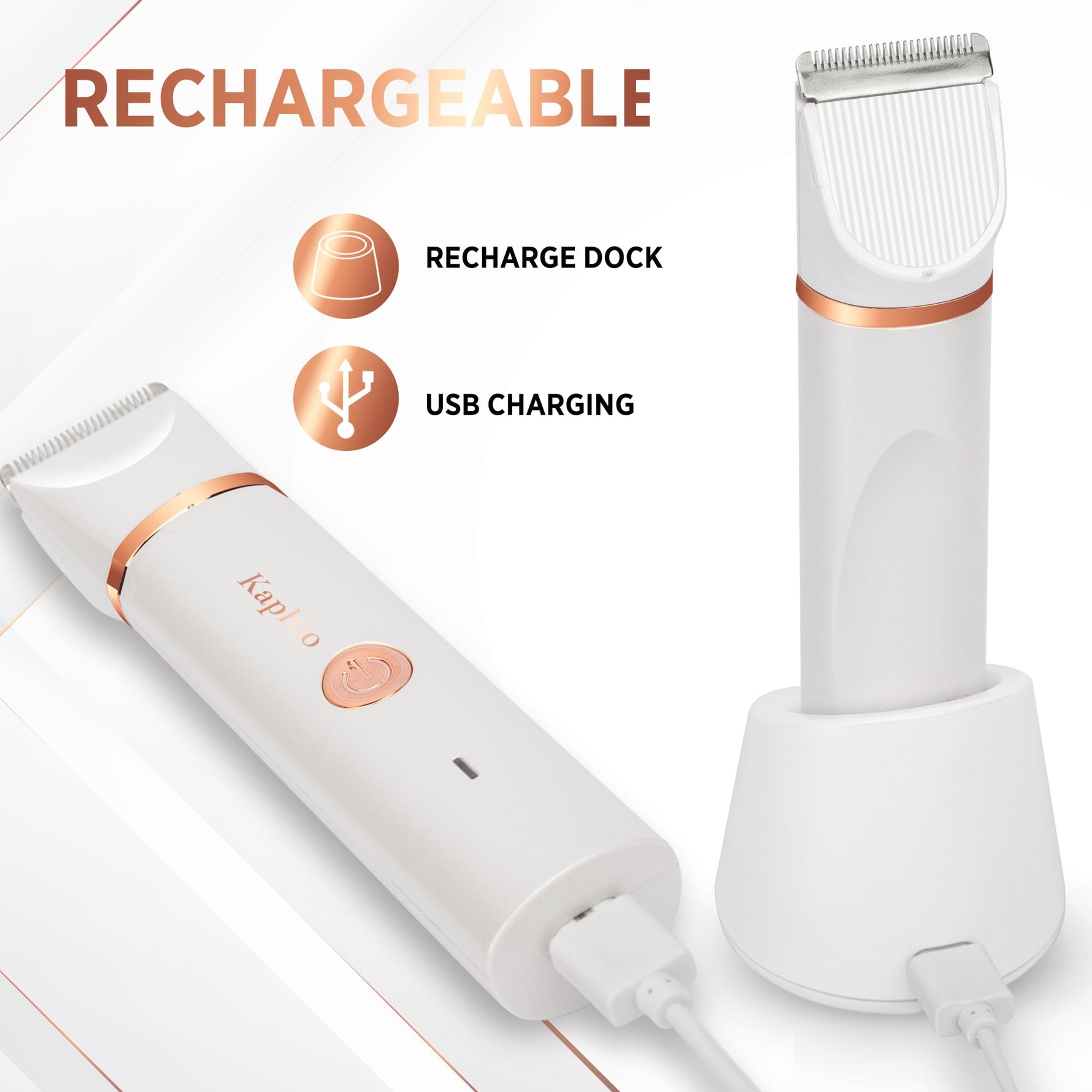 Bikini Trimmer for Women Pubic Hair: 2 in 1 Eletctric Razors for Women - Rechargeable Eletctric Shaver - IPX7 Waterproof Bikini Trimmer for Underarm Leg Arm Body (Pearl White)