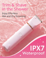 VG VOGCREST Electric Bikini Trimmer: 2 in1 Body Facial Hair Remover - Painless Pubic Hair Shaver (Pink)