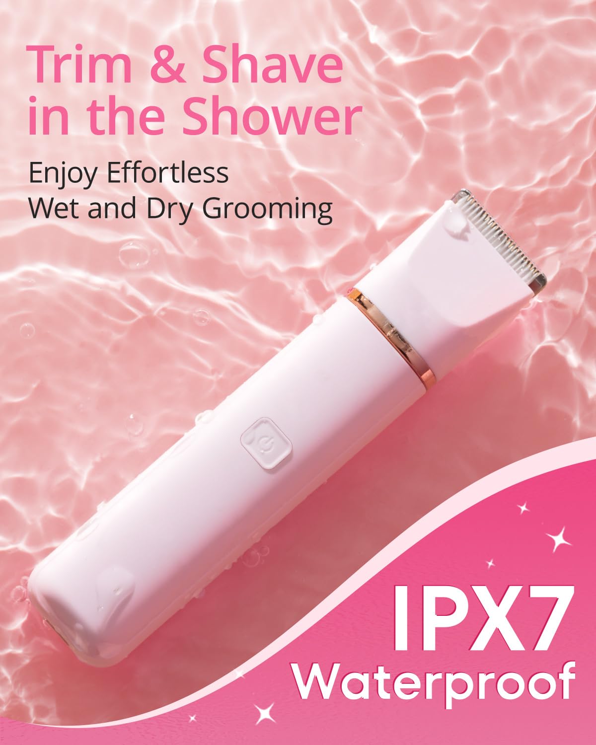 VG VOGCREST Electric Bikini Trimmer: 2 in1 Body Facial Hair Remover - Painless Pubic Hair Shaver (Pink)