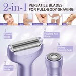 Orchrose Electric Razor for Women Body: Rechargeable Painless Electric Shaver for Bikini Face Body Legs Underarms - 3-in-1 Blade and Rotary Shaving Head (Purpl)