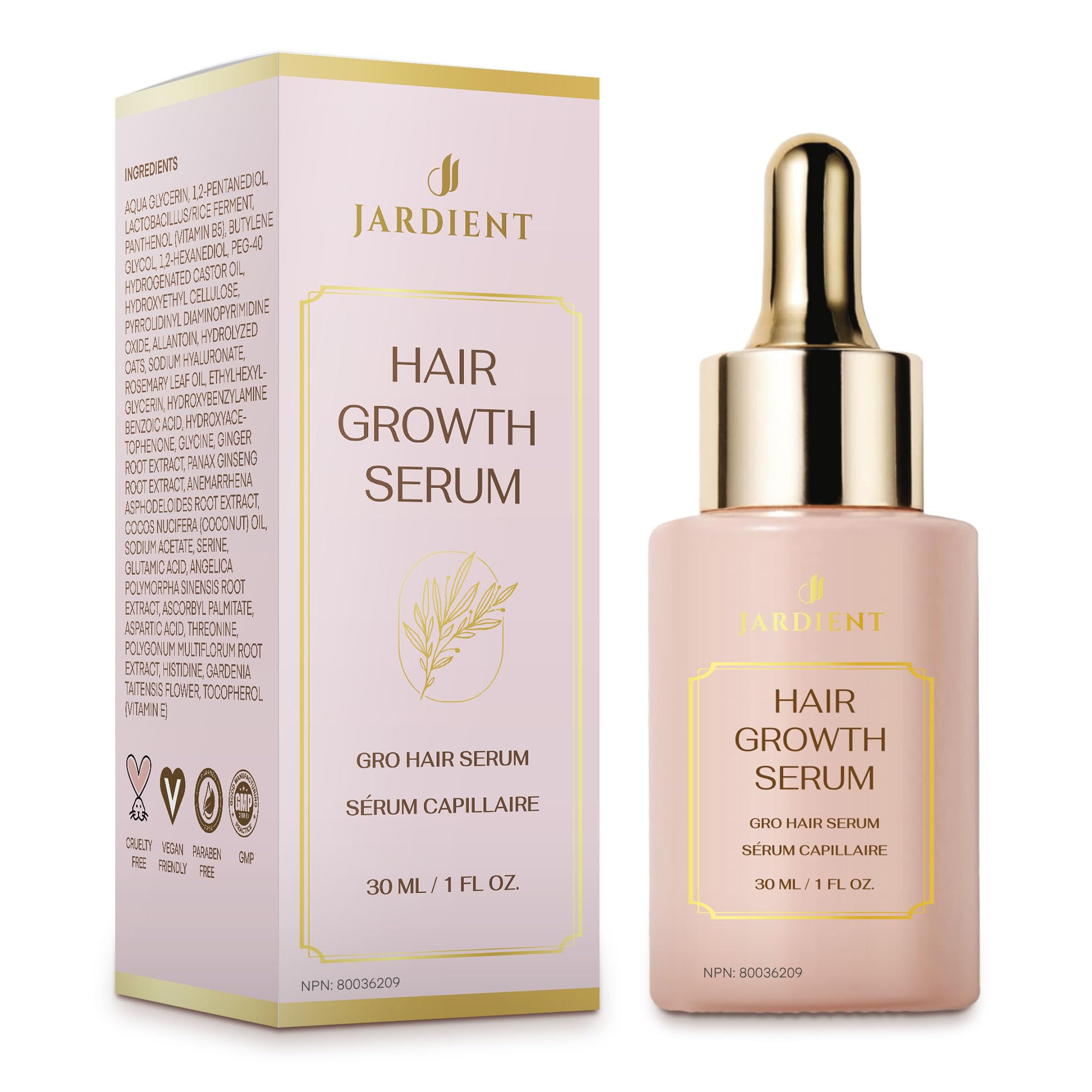 Jardient hair nourishing Serum - Veganic Oil for Women & Men - GRO Solution for Thinning Hair - Fuller, Thicker & Healthier Hair in 90 Days, 1 Fl Oz