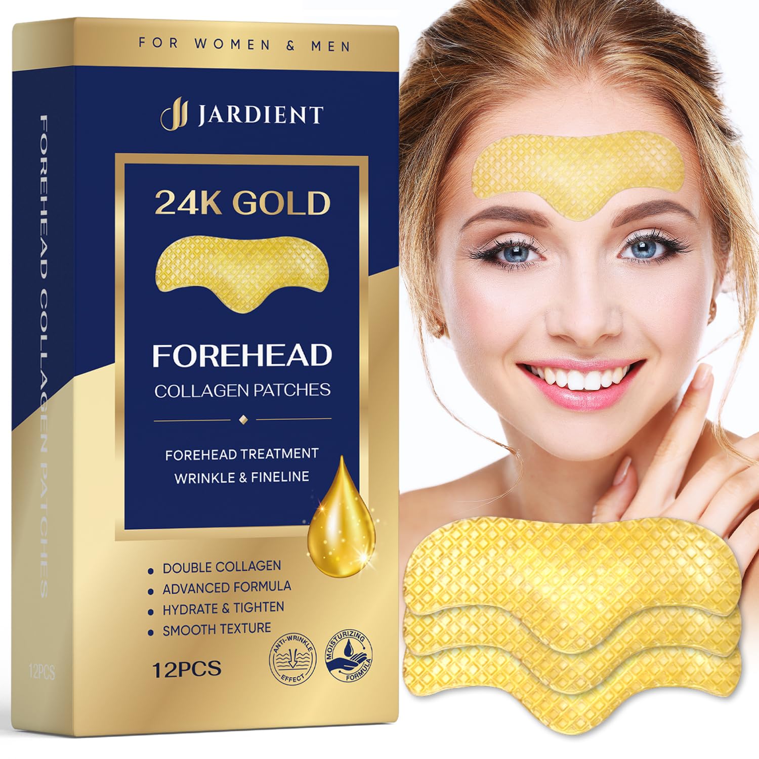 Jardient Collagen Forehead fine line Patches: Facial fine line Patches -smoothing Patches care 12 patches
