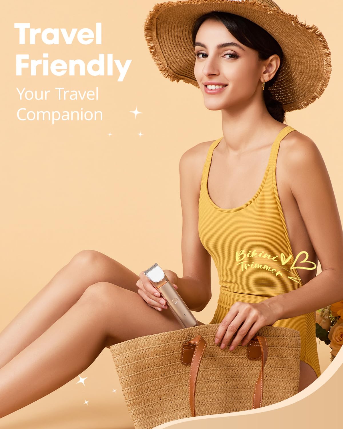 VG VOGCREST Electric Bikini Trimmer: 2 in1 Body Facial Hair Remover - Painless Pubic Hair Shaver (Rose Gold)