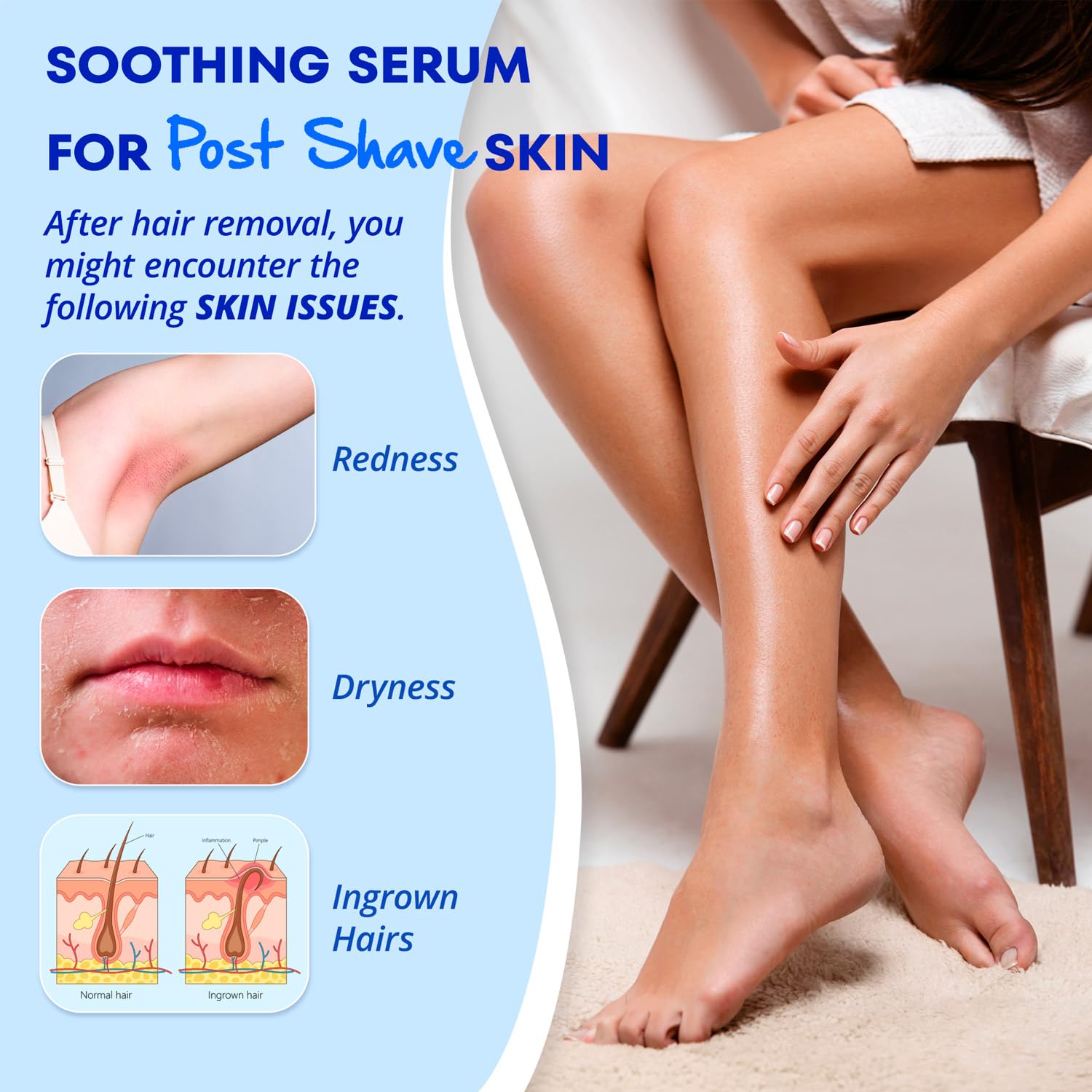VG VOGCREST After Shave for Women: Post-Shave Soothing Serum for Face Legs Bikini Arms to Reduce Redness