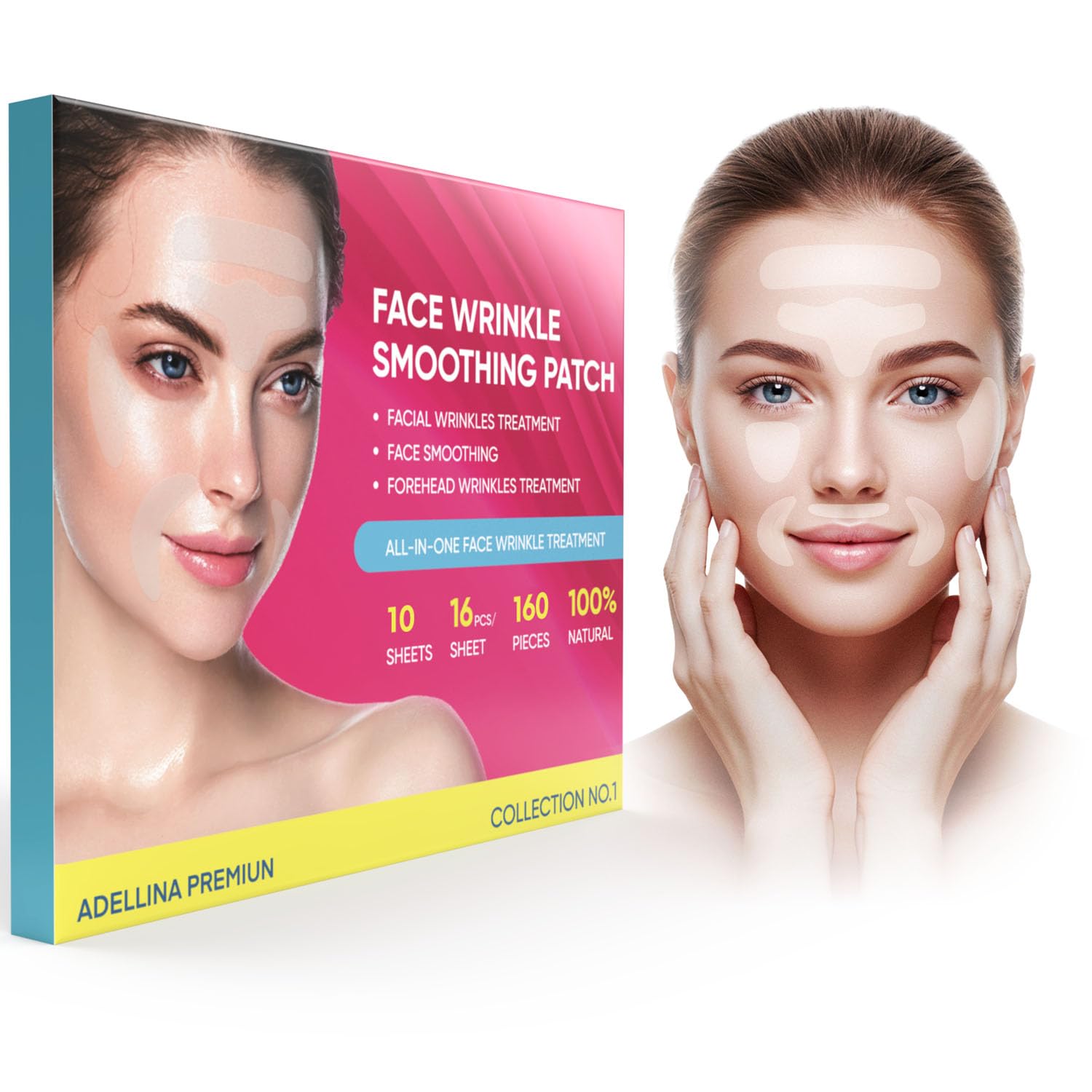 Adellina Facial and Forehead fine line Patches: Face fine line care for Forehead, Smile Line, Under Eye- smoothing Patches 192pcs