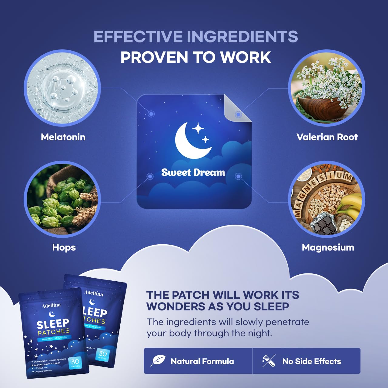 Sleep Patches for Adults Extra Strength: Sleep Support Patches for Men and Women - Better All Natural Cruelty Free Sleep Aid Alternative 30 Patches