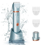 Bikini Trimmer for Women Pubic Hair: 2 in 1 Eletctric Razors for Women - Rechargeable Eletctric Shaver - IPX7 Waterproof Bikini Trimmer for Underarm Leg Arm Body (Blue)