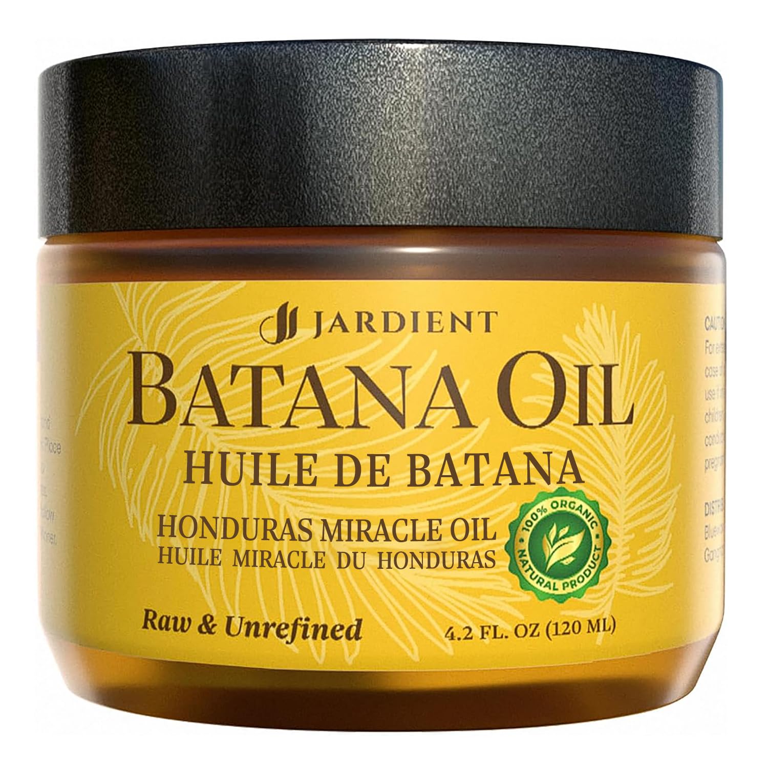 Jardient Raw Batana Oil for hair nourishing: Dr Sebi Organic Batana Oil from Honduras - 100% Pure & Natural - Promotes Thicker & Stronger Hair for Men & Women (4 OZ)