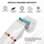 Bikini Trimmer for Women Pubic Hair: 2 in 1 Eletctric Razors for Women - Rechargeable Eletctric Shaver - IPX7 Waterproof Bikini Trimmer for Underarm Leg Arm Body (Pearl White)