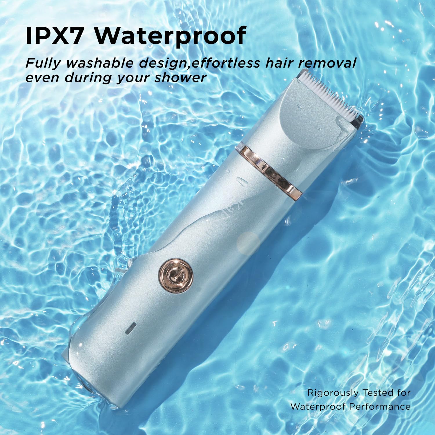 Bikini Trimmer for Women Pubic Hair: 2 in 1 Eletctric Razors for Women - Rechargeable Eletctric Shaver - IPX7 Waterproof Bikini Trimmer for Underarm Leg Arm Body (Blue)