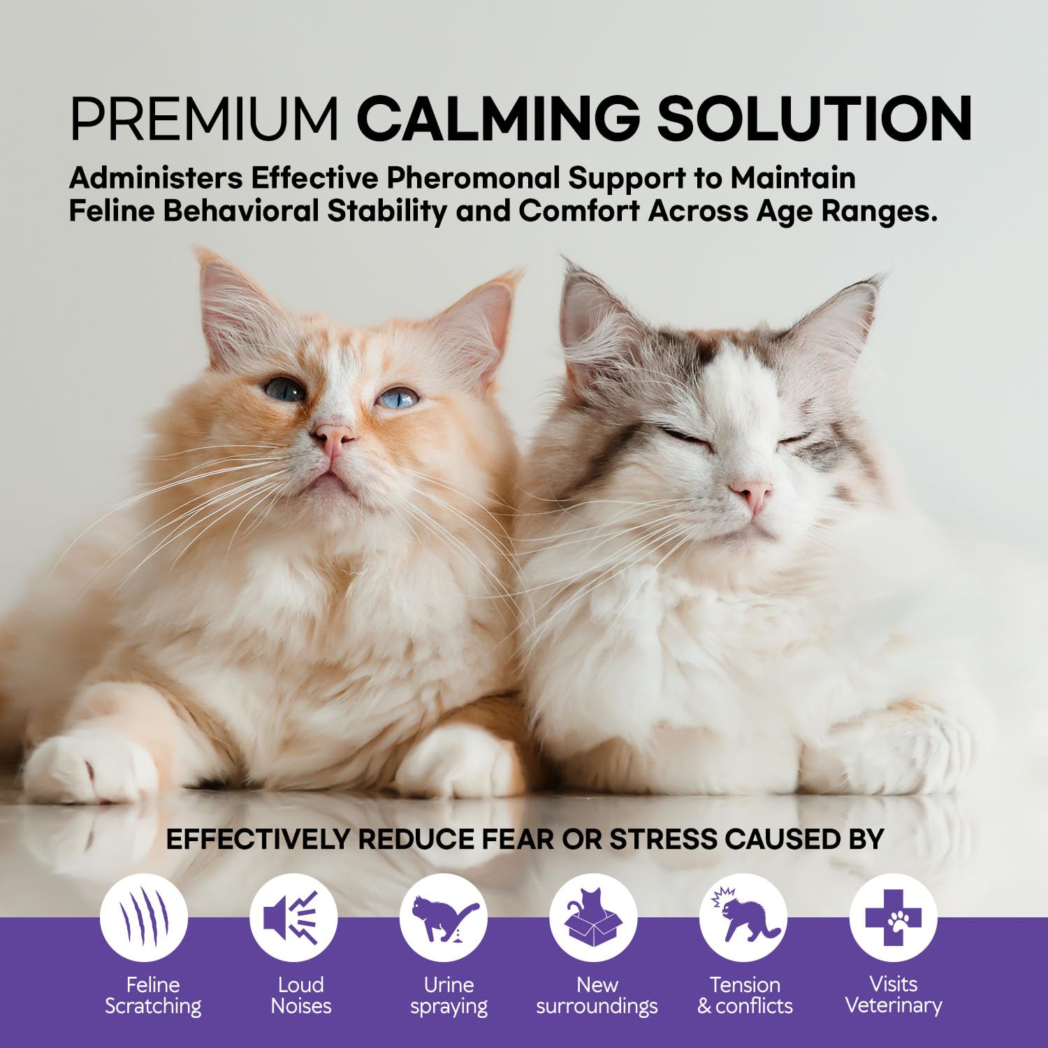 TIOUPI Cat Pheromones Calming Diffuser: Premium Cat Calming Diffuser - cat Calming pheromone Diffuser - cat pheromone Diffuser - cat Diffuser Calming - pheromone Diffuser to Calm Cats, 2 Pack